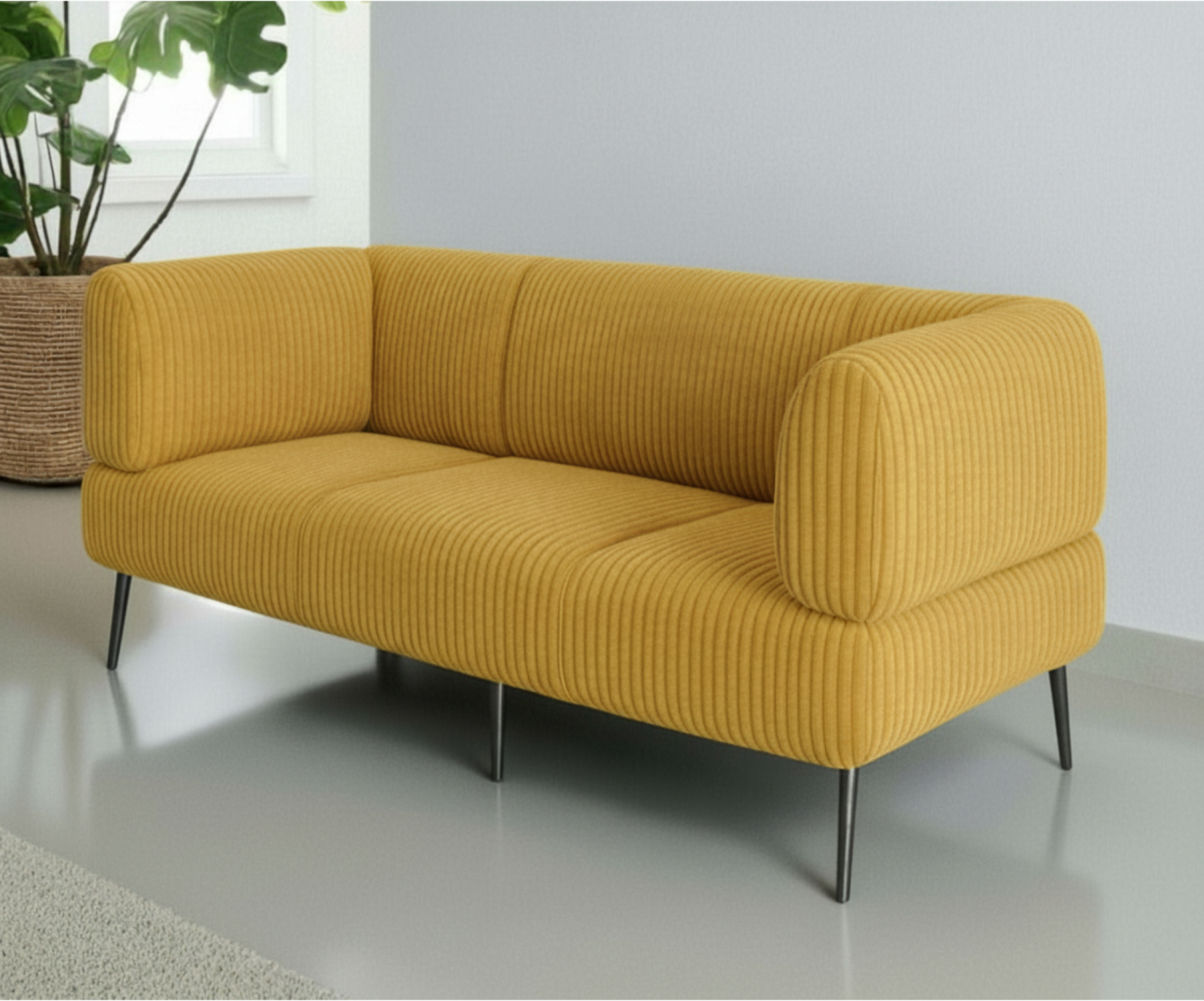 Диван офисный Tobi Sho Бенно-1 с подлокотниками велюр вельвет 1800х720х750 мм Lotus 45/Yellow