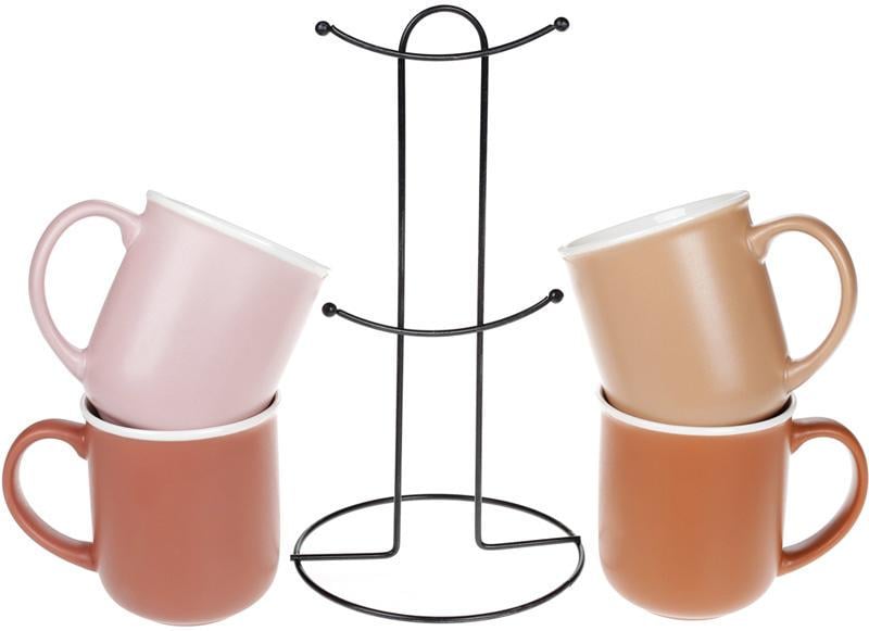 Набір порцелянових кружок Теракота на підставці 380 мл 4 шт. - фото 2