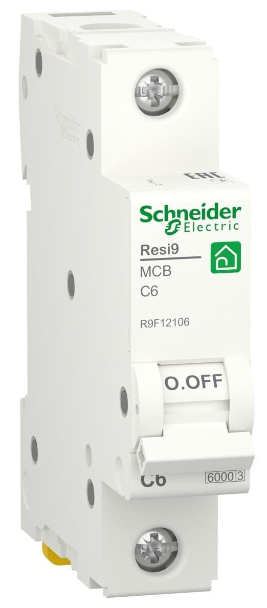 Автоматичний вимикач Schneider Electric RESI9 1P 6A 6кА С (R9F12106) - фото 1