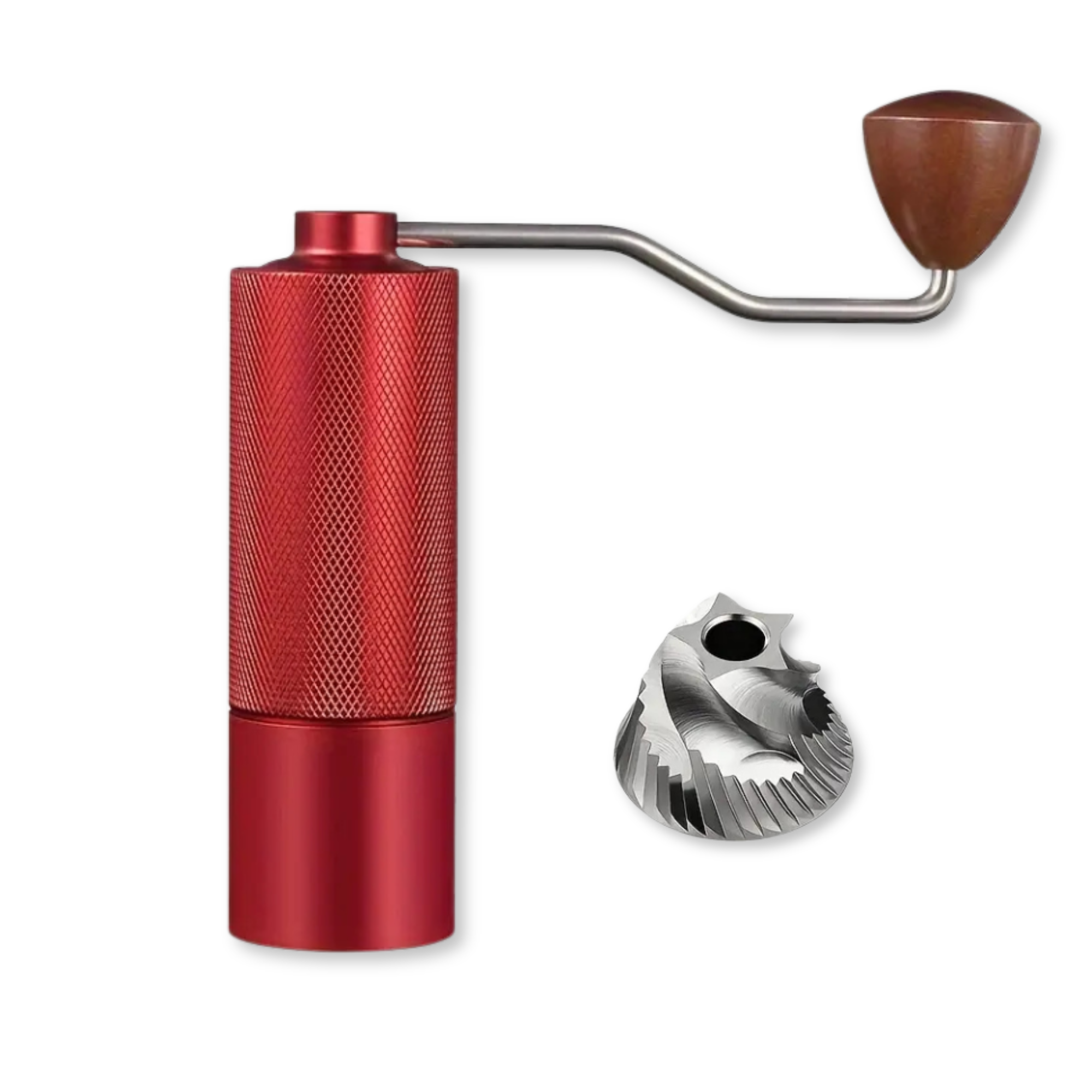 Кофемолка ручная с регулировкой помола металлическая жернова Красный (7022)