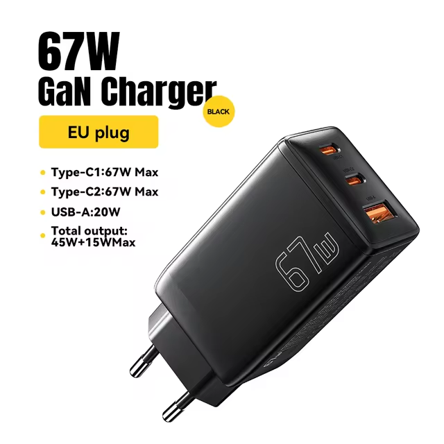 Зарядное устройство Essager GaN 67W PD3.0/QC4.0 кабель 100W и 3 переходника (067.1) - фото 2