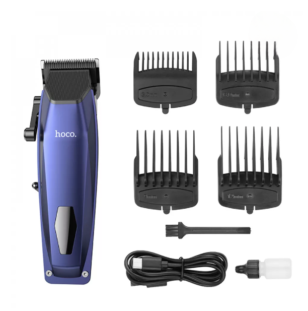 Машинка для стрижки HOCO electric hair clipper HP21 150 min LED Display с насадками Синий (28eba80d) - фото 2