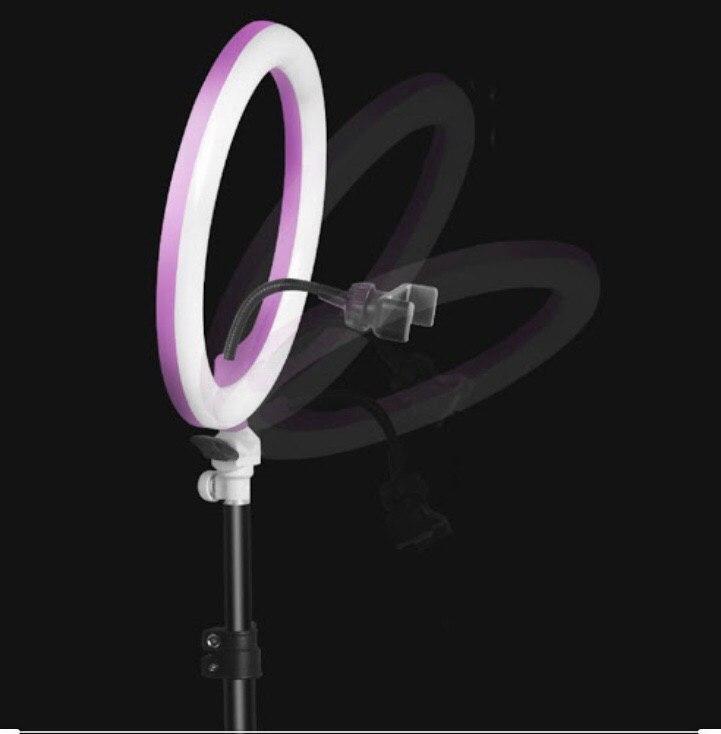 Лампа LED Ring 26 см с держателем для телефона и штативом 2,1 м (HQ 11-VP) - фото 5 Лампа LED Ring 26 см с держателем для телефона и штативом 2,1 м (HQ 11-VP) - фото 5
