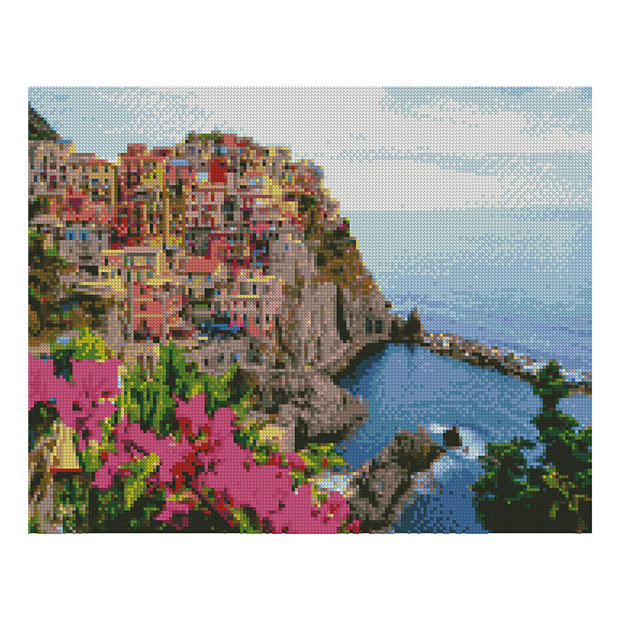 Алмазна мозаїка Strateg Італійське місто на обриві 40х50 см (Str-FA10119)