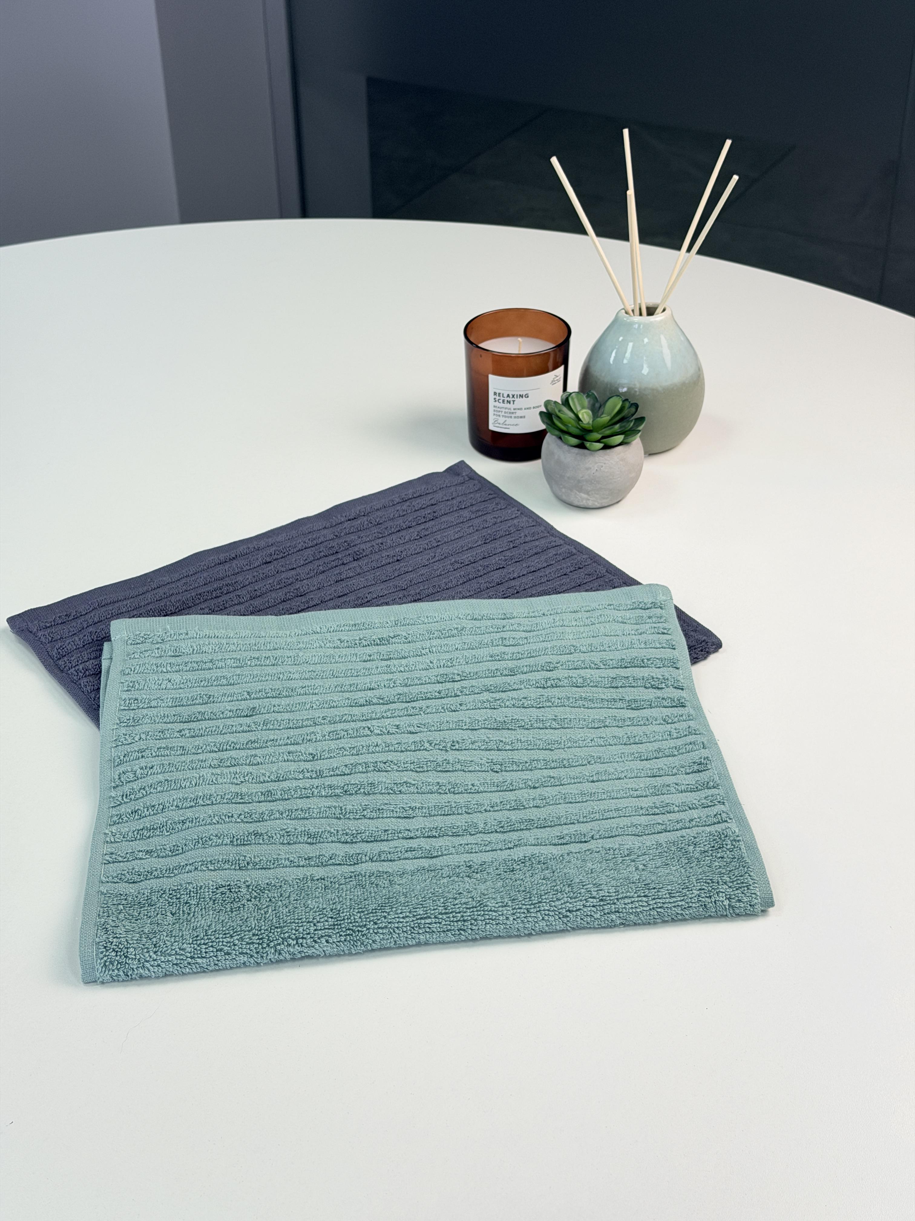 Набор махровых полотенец Ideal Textile 30х50 см 4 шт. 100% хлопок 400 г/м² однотонные с петелькой Графитовый/Мятный