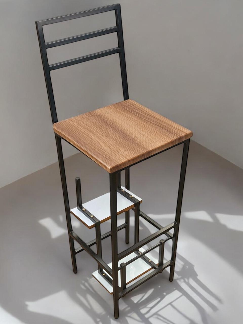 Стілець-драбина трансформер Наша Ковка Magnus зі спинкою лофт Чорний/Вишня малага - фото 2 Стілець-драбина трансформер Наша Ковка Magnus зі спинкою лофт Чорний/Вишня малага - фото 2