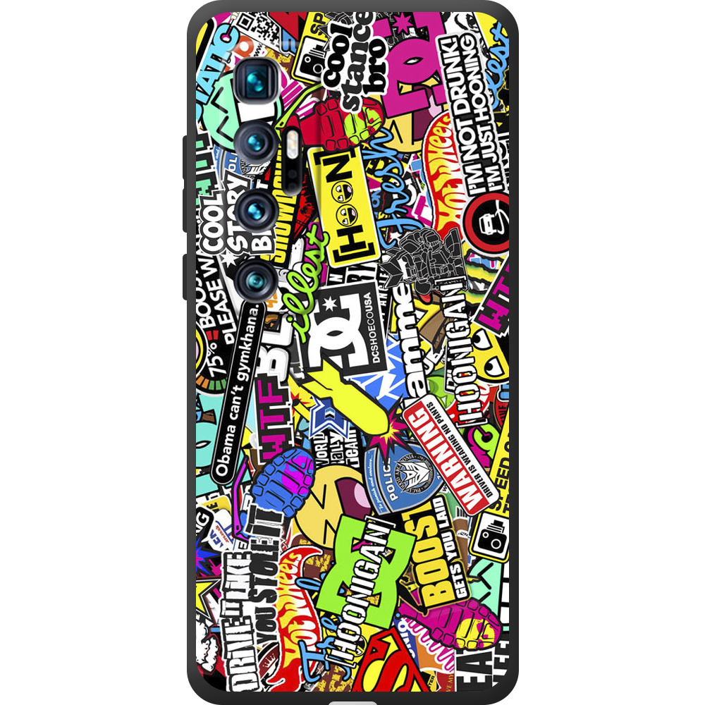 Чехол BoxFace Xiaomi Mi 10 Ultra Multicolored Inscriptions Черный силикон (44423-up880-44450)