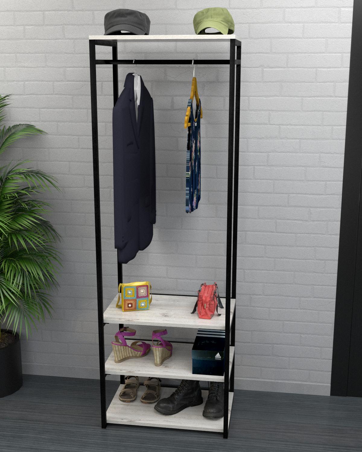 Шафа-вішалка відкрита EcoLoft Фьорд DSP-1319-6 в стилі лофт (31215432)