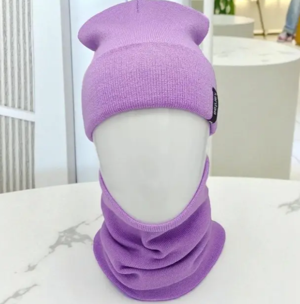 Комплект жіночий шапка/хомут One size на флісі Фіолетовий (29548739) - фото 3