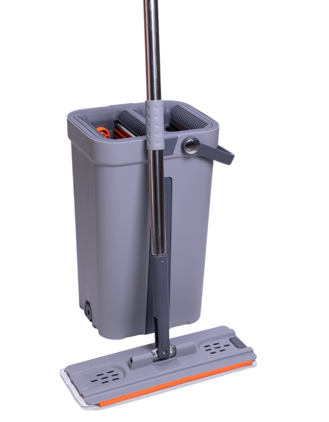 Комплект для уборки швабра плоская и ведро с 2 отсеками с отжимом Серый (HP-35015-20) - фото 3 Комплект для уборки швабра плоская и ведро с 2 отсеками с отжимом Серый (HP-35015-20) - фото 3