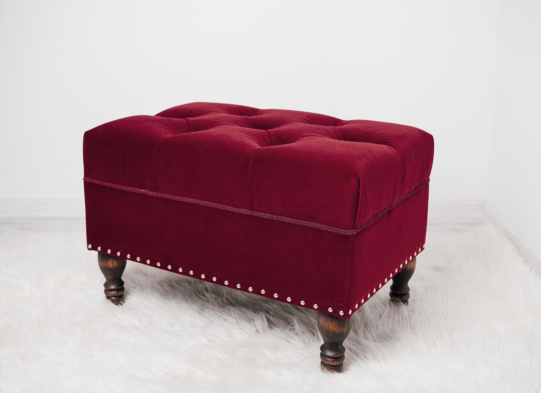 Пуф капітоне Людовік велюр Рейнбоу 70х45х45 см Бордовий - фото 5 Пуф капітоне Людовік велюр Рейнбоу 70х45х45 см Бордовий - фото 5