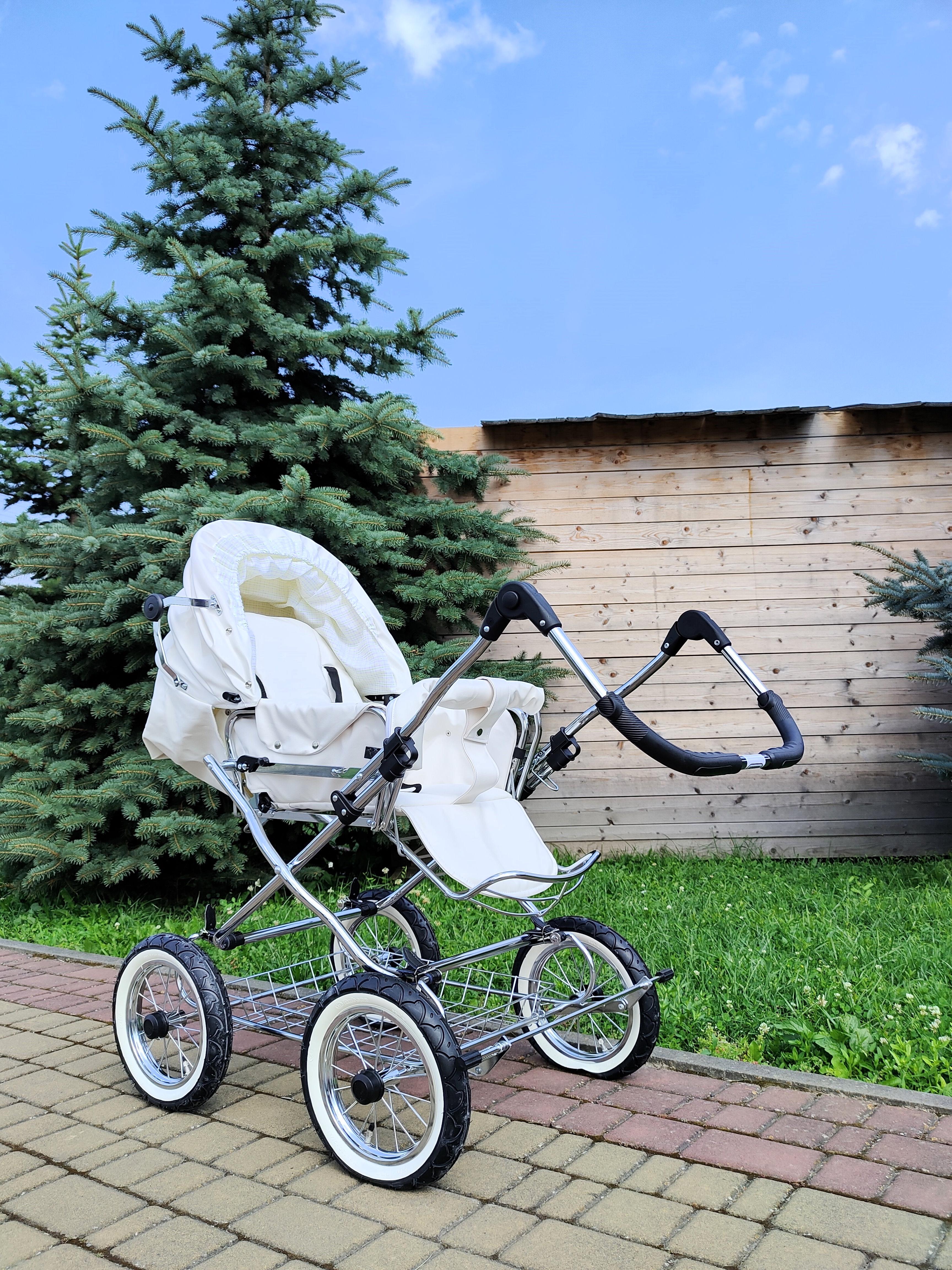 Коляска детская комбинированная Eichhorn Combination Stroller Белый/Бежевый - фото 6