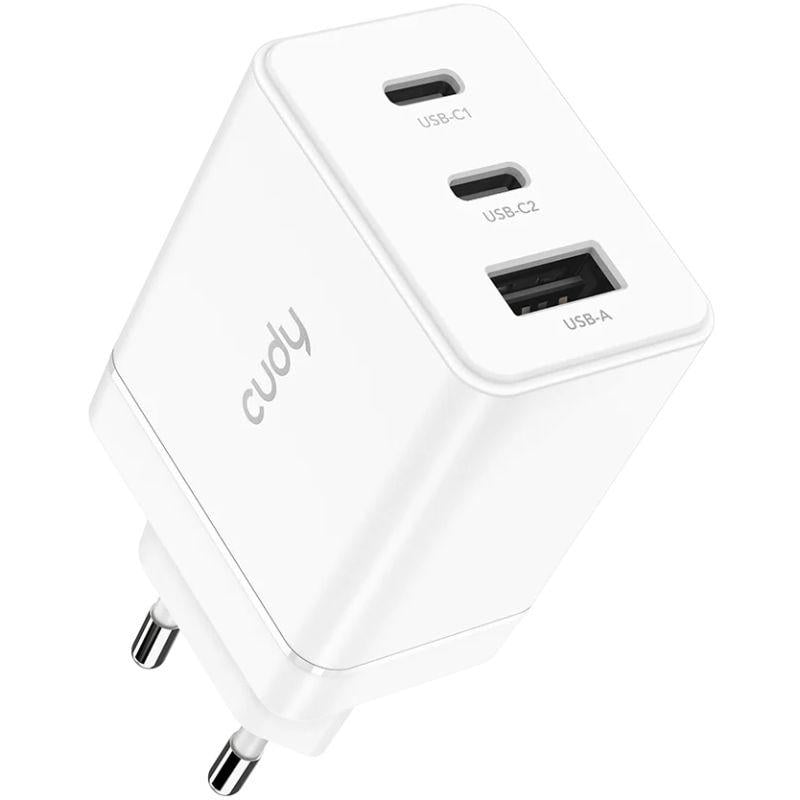 Зарядное устройство Cudy 67W GaN 1хUSB-A 2хUSB-C White (CH67_EU)