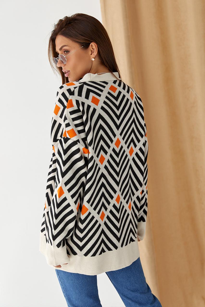 Кардиган женский оверсайз M Оранжевый (9528285) - фото 2 Кардиган женский оверсайз M Оранжевый (9528285) - фото 2