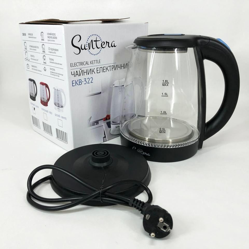 Стеклянные электрические чайники с подсветкой Suntera EKB-322B, чайники с подсветкой. Цвет: черный - фото 6 Стеклянные электрические чайники с подсветкой Suntera EKB-322B, чайники с подсветкой. Цвет: черный - фото 6