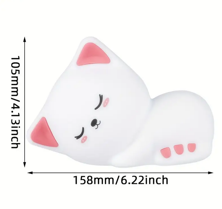 Нічник силіконовий RGB акумуляторний сплячий котик Білий (GR-978) - фото 9