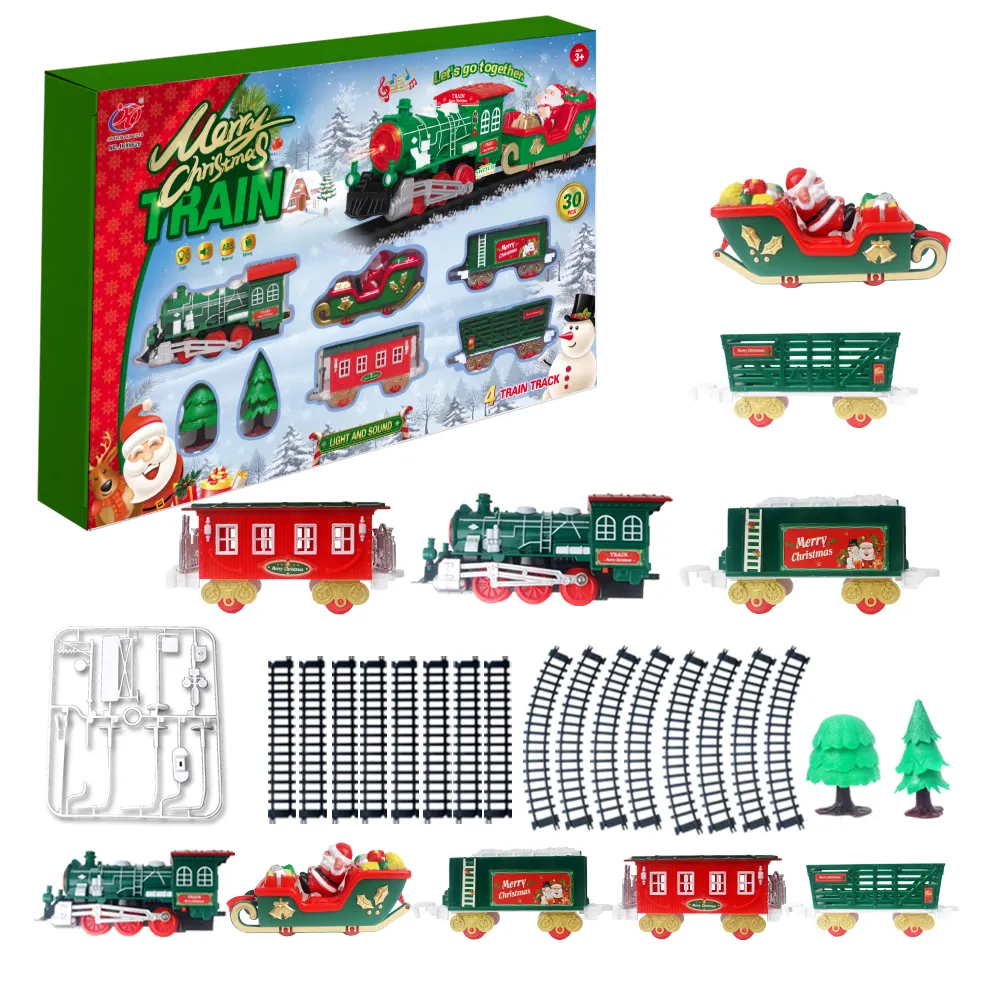 Дитяча залізниця Fun Game JHX6639 Новорічний ЖД локомотив з залізничним полотном до 184 см з звуковими та світловими ефектами (2019259993)