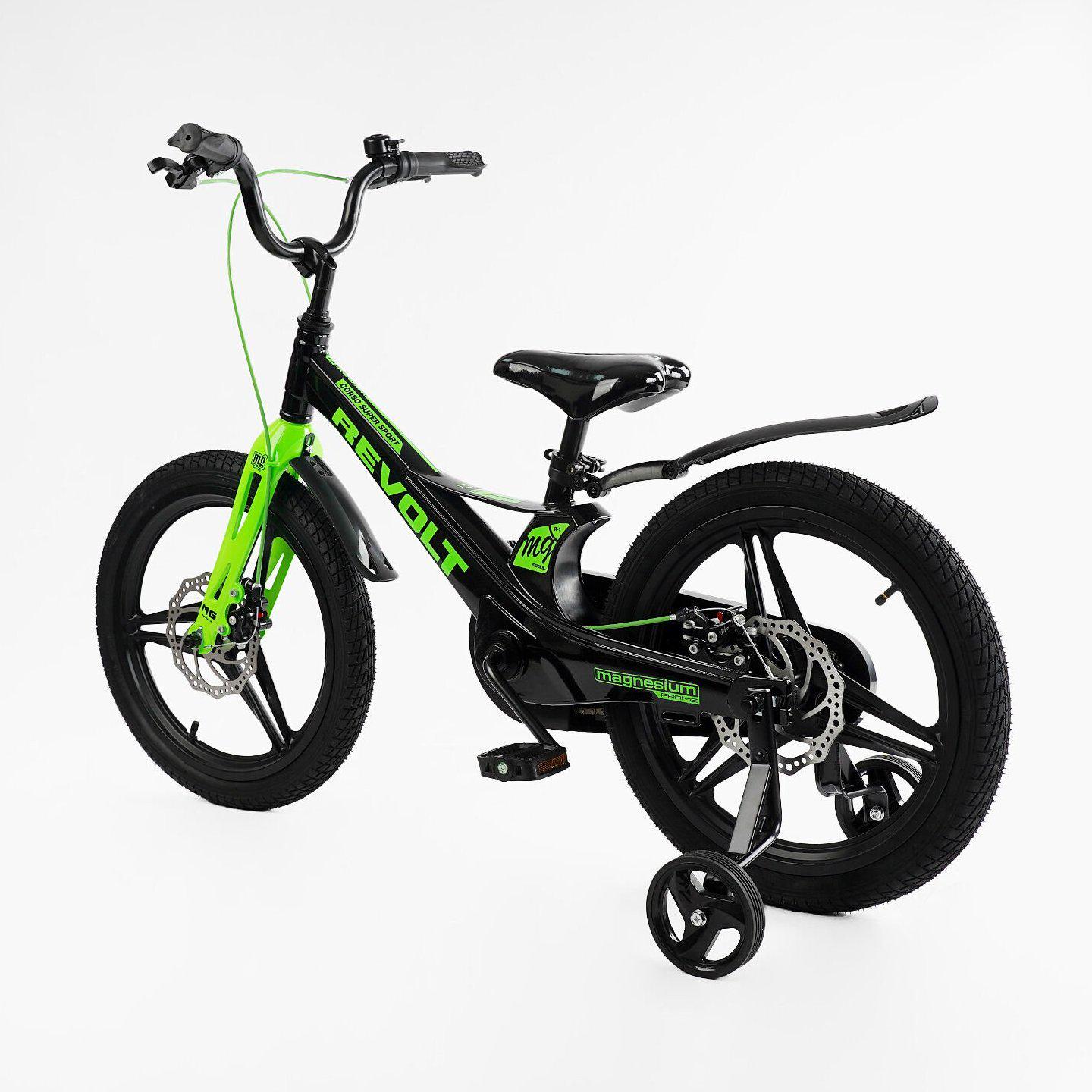 Велосипед двухколесный Corso Revolt 18" детский магниевый Черно-зеленый - фото 3 Велосипед двухколесный Corso Revolt 18" детский магниевый Черно-зеленый - фото 3