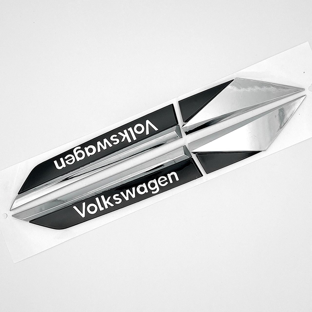 Эмблема на крылья Volkswagen ABS 25,5х3 см Хром/Черный глянцевый (2880873776)