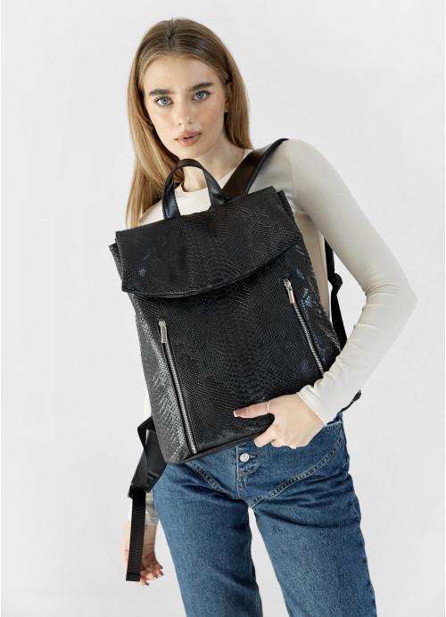 Городской рюкзак женский Sambag с отделением под ноутбук с принтом крокодила Черный (6930311437)