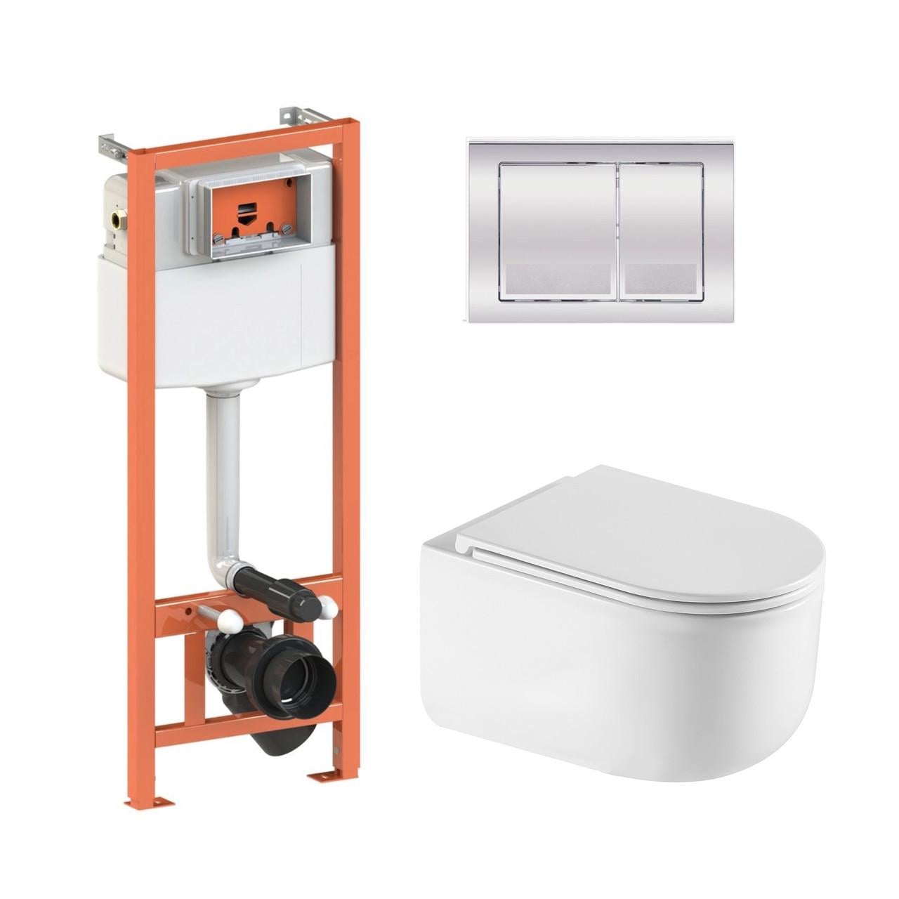 Інсталяція Qtap підвісний унітаз Taurus Ultra Quiet/комплект інсталяції Nest 4в1 квадратна клавіша (2611546663)