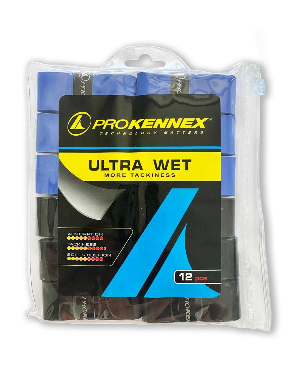 Комплект намоток на ракетку Pro Kennex Ultra Wet Over Grip 12 шт. Черный/Серый/Голубой/Фиолетовый (AYGP1803-BGBV) - фото 1