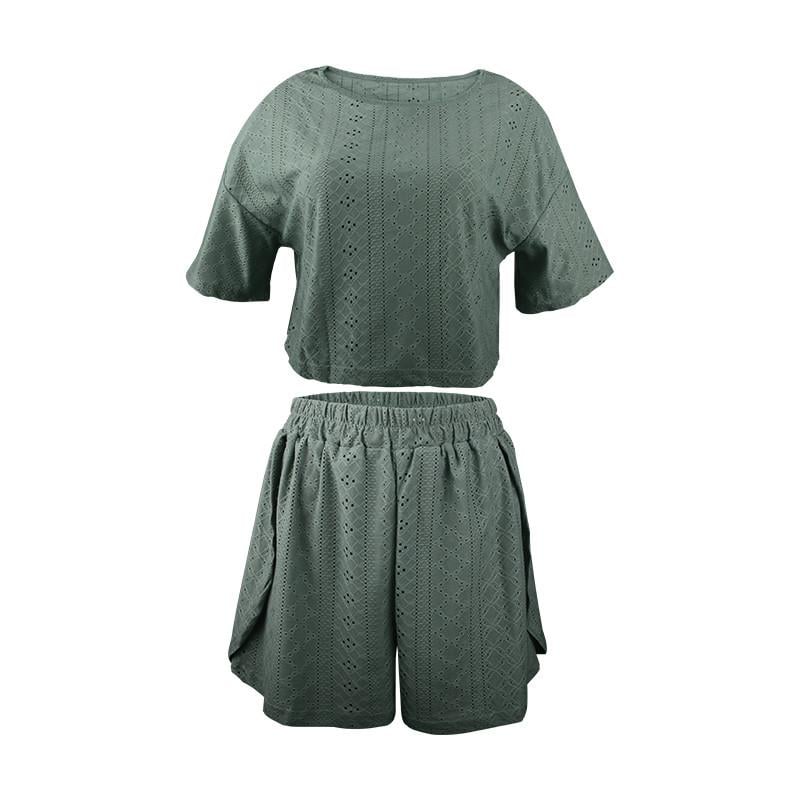 Піжама-комплект жіноча Lesko SM24107A футболка та шорти S Green (28525264)