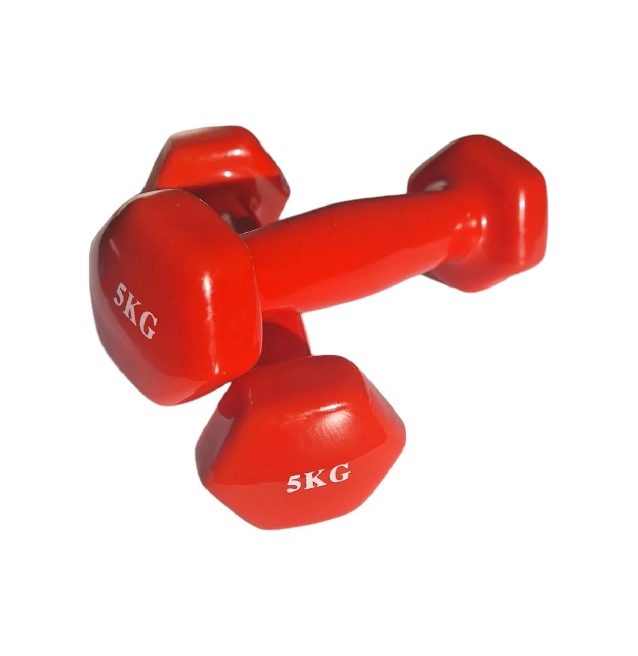 Набор гантелей Feel Fit с виниловым покрытием 2 шт. по 5 кг Красный
