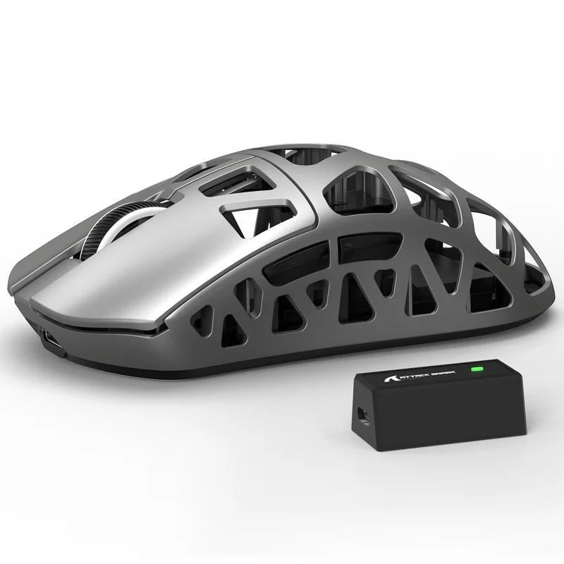 Мишка геймерська акумуляторна з магнію attack shark R3 PixArt PAW3395 Bluetooth/2,4G 8K 26000DPI Silver Grey (R3-3395SG)