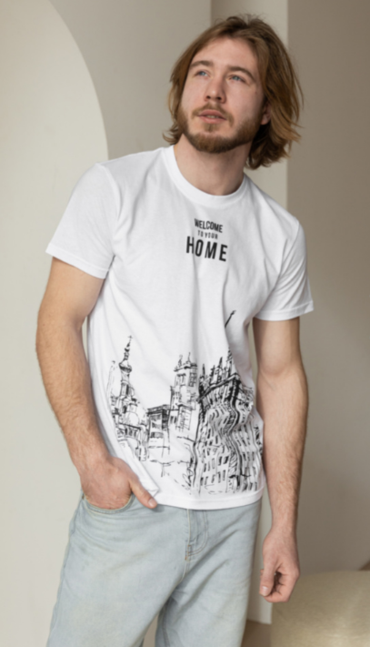 Футболка мужская GBI Город хлопковая M Белый (13515)