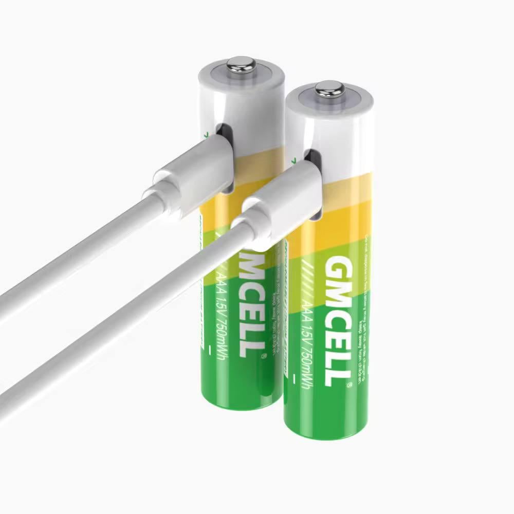 Аккумуляторные батарейки AAA GMCELL Li-ion 750 mWh 1,5V 2 шт. USB Type-C (BT09)