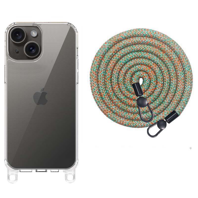 Противоударный Чехол TPU Transparent with Straps для Apple iPhone 13 / 14 (6.1") Green/Red