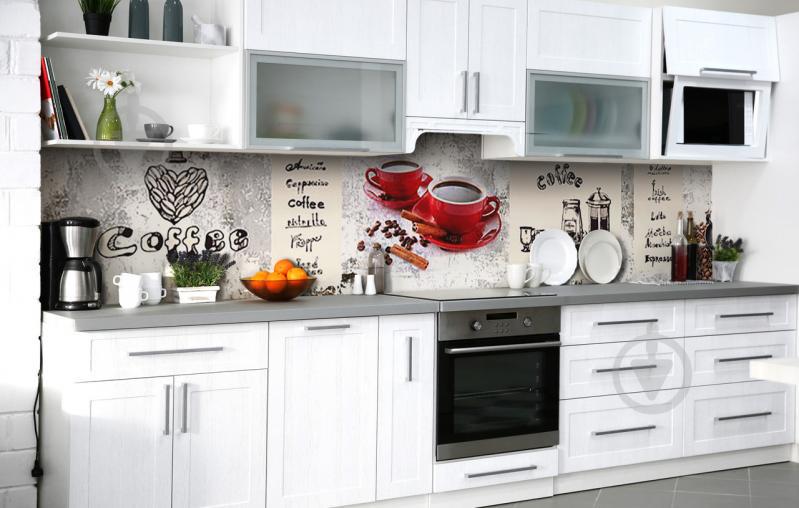 Скинали на кухню Zatarga «Гарчачок ристретто» 600х2500 мм вінілова 3Д наклейка кухонний фартух самоклеюча