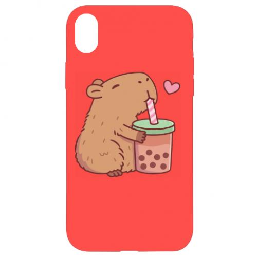 Чехол для iPhone XR Boba tea capybara