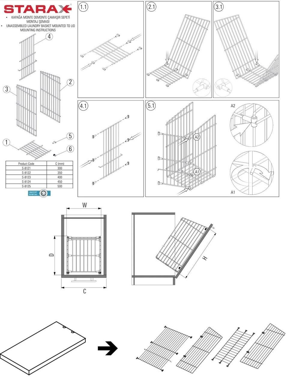 Кошик для білизни Starax розбірний з тримачем 400 мм Хром (S-8123-C) - фото 4 Кошик для білизни Starax розбірний з тримачем 400 мм Хром (S-8123-C) - фото 4