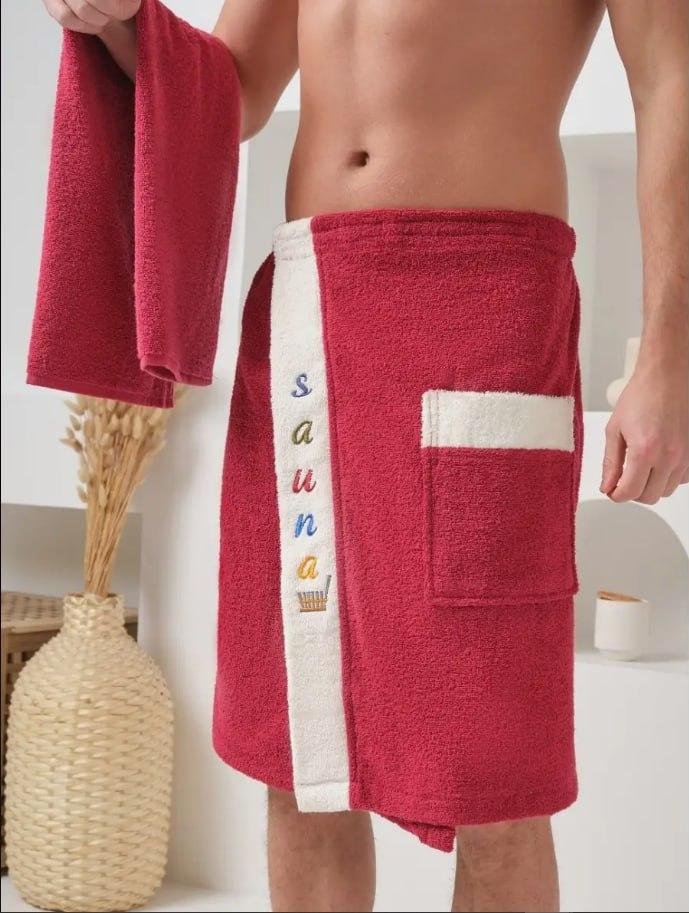 Набір чоловічих рушників для сауни Махра Червоний (2226882004) - фото 4 Набір чоловічих рушників для сауни Махра Червоний (2226882004) - фото 4