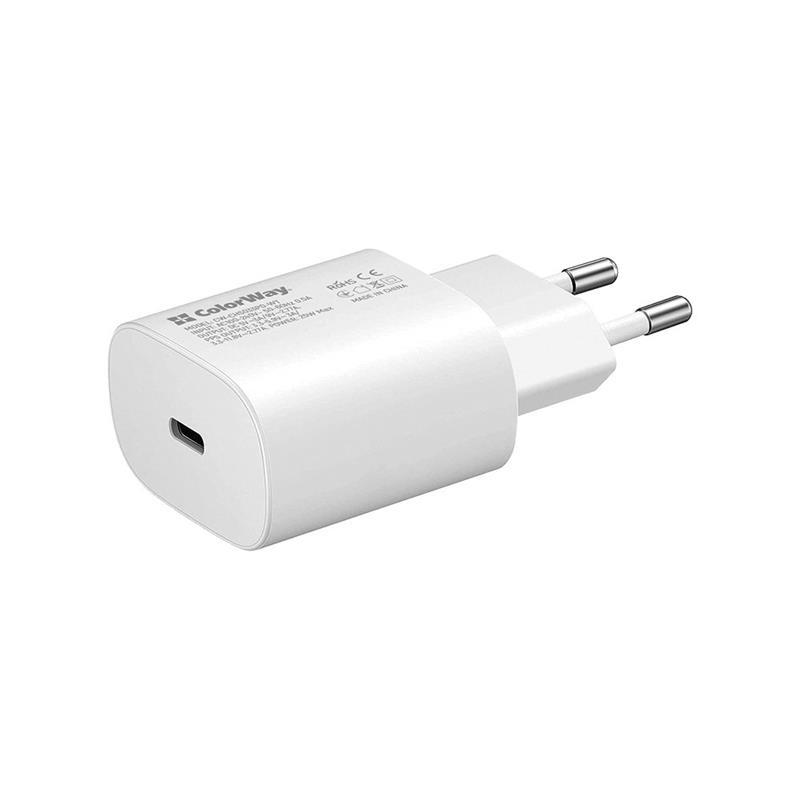 Зарядное устройство сетевое ColorWay Power Delivery USB-C PPS 25 Вт White (CW-CHS033PD-WT) - фото 3