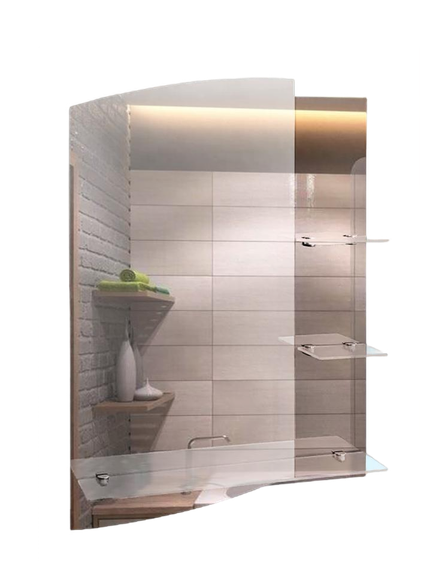 Дзеркало навісне Tobi Sho фігурне з тонованим декором і полицями FG-43 500х700х120 (87bvb677)