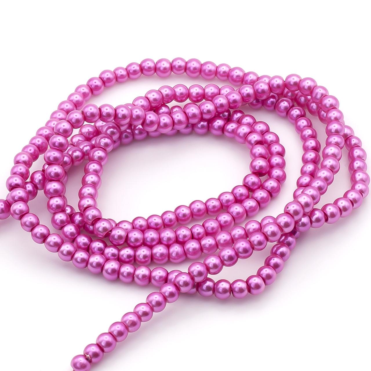 Бусины стеклянные на нитке под жемчуг 3 мм 62 см 215 шт. Азалия (БЖ0003к73)