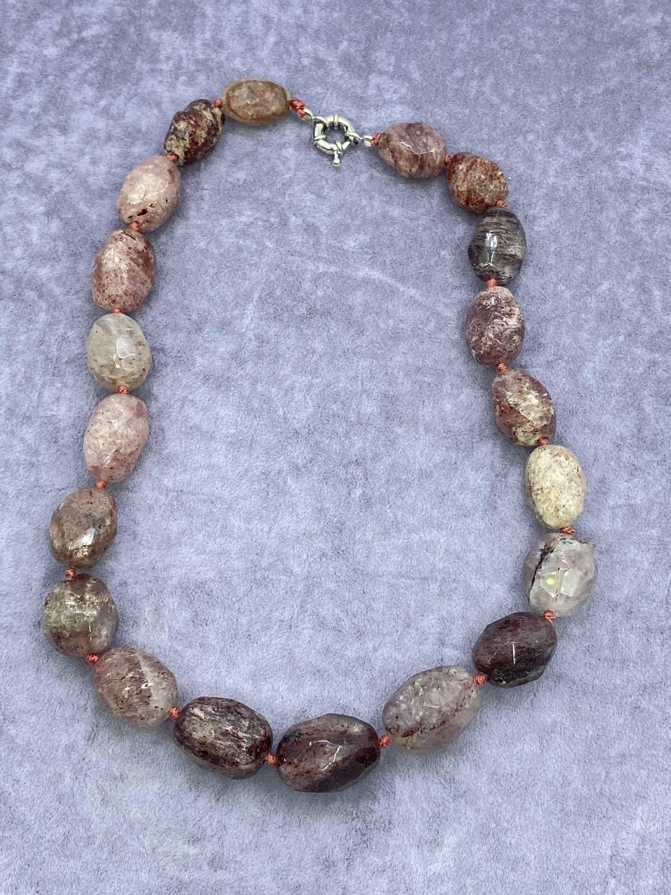 Бусы клубничный кварц 42 см Розовый (1748)