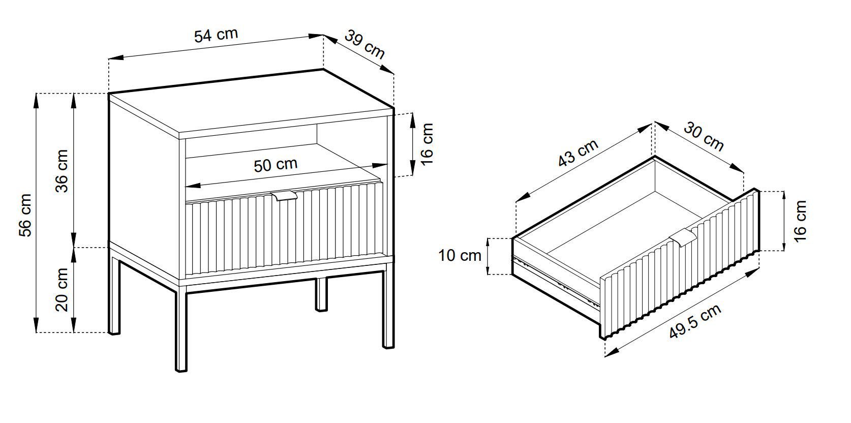 Тумба прикроватная Perfect Home Nova S54 с 1 ящиком и черными ножками Серый (PFH-091258) - фото 3 Тумба прикроватная Perfect Home Nova S54 с 1 ящиком и черными ножками Серый (PFH-091258) - фото 3