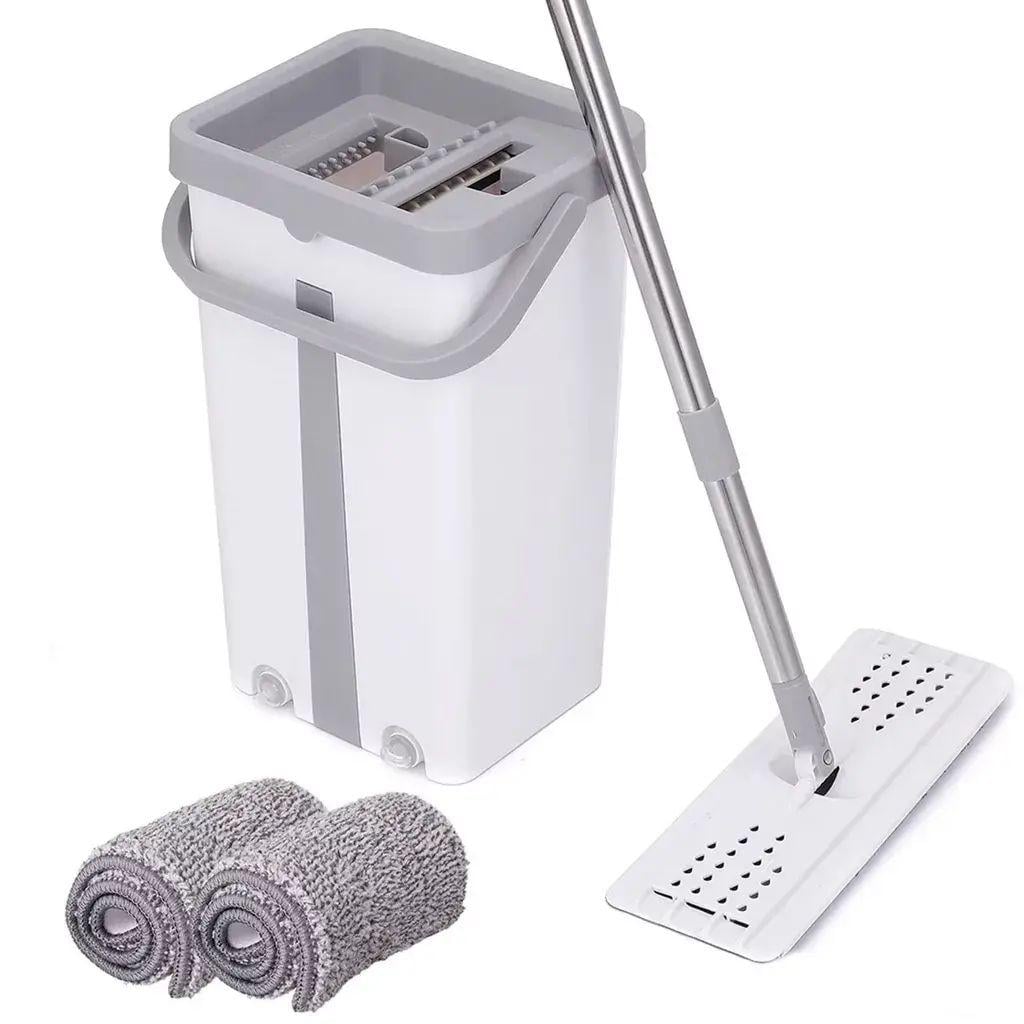 Комплект для уборки швабра лентяй и ведро 11 л с автоматическим отжимом и 2 насадки из микрофибры Серый Комплект для уборки швабра лентяй и ведро 11 л с автоматическим отжимом и 2 насадки из микрофибры Серый