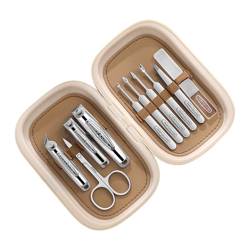 Набор маникюрный дорожный для ухода за ногтями 10 пред. Бежевый (MANIC-10M)