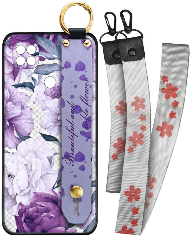 Чехол SHLab для Xiaomi Redmi 9C Beautiful Flower + два ремешка с карабином (25835)