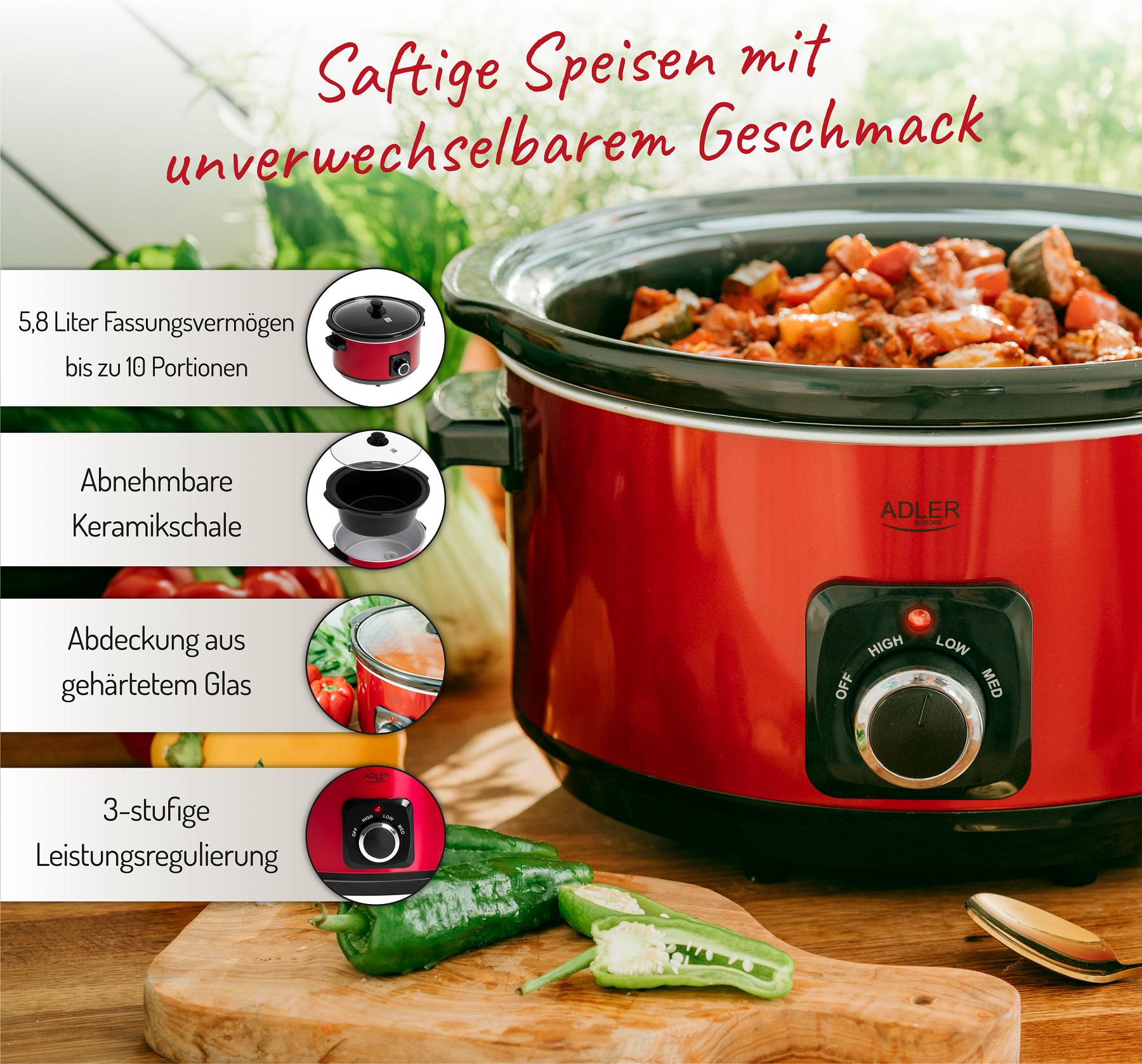 Медленноварка Adler AD 6413 Red - фото 10