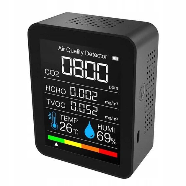 Анализатор качества воздуха 5в1 CO₂/TVOC/HCHO/°C/%RH (36407598)
