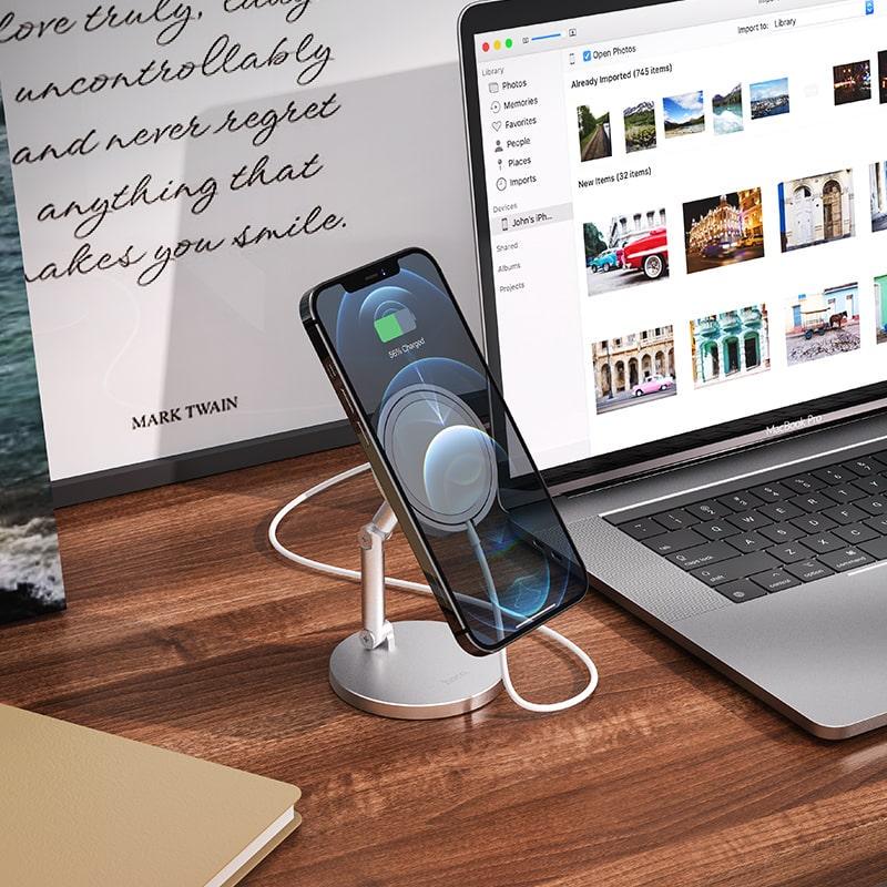 Тримач HOCO Daring magnetic wireless charging desktop stand PH39 (без MagSafe) - фото 5