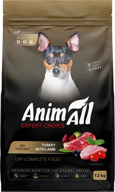 Корм сухой полнорационный AnimAll для собак малых пород с индейкой и ягненком 12 кг (178613) Корм сухой полнорационный AnimAll для собак малых пород с индейкой и ягненком 12 кг (178613)