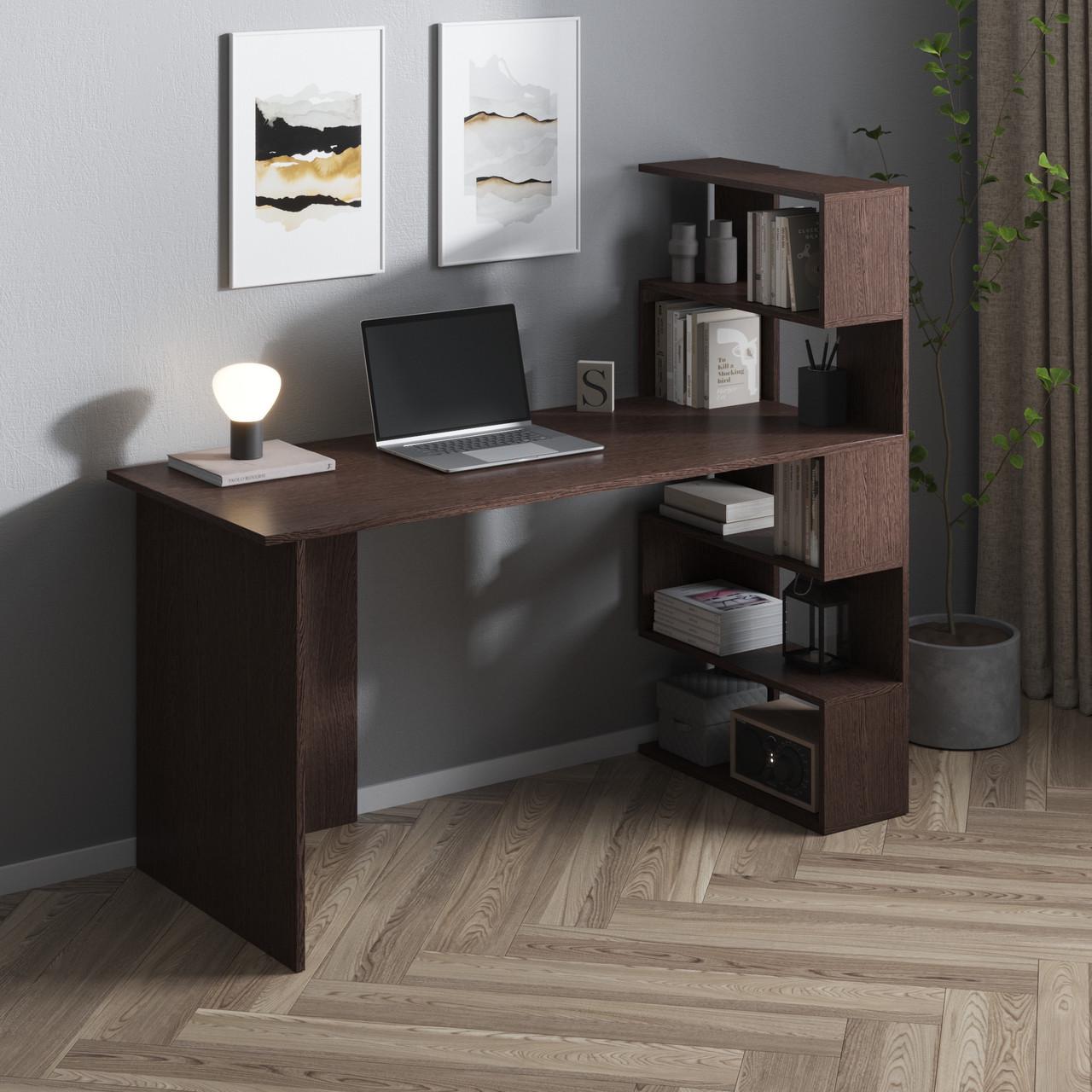 Письменный стол VAYS с полками 141,6х60х122,6 см Венге темный (30562701)