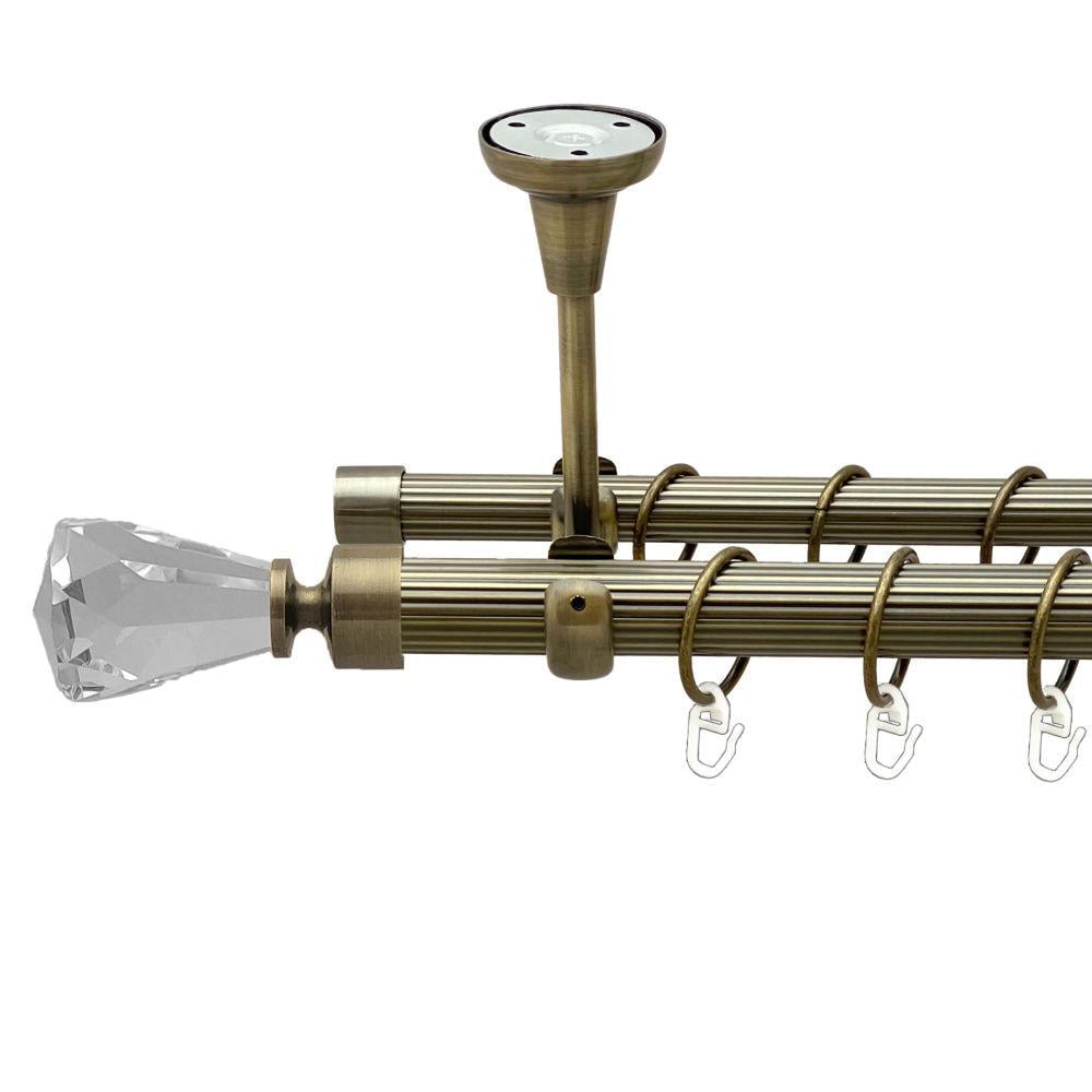 Карниз Orvit Лучетта металевий дворядний відкритий до стелі рифлена труба кільце металеве 25/19 мм 160 см Антик (00-00018869)